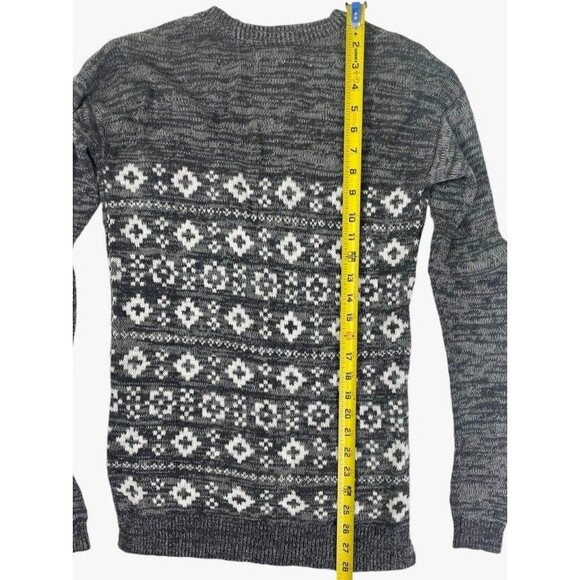 HOLLISTER Fair Isle Nordic Long Gray Button Grandpa Cardigan Sweater Cozy XS - Picture 7 of 9